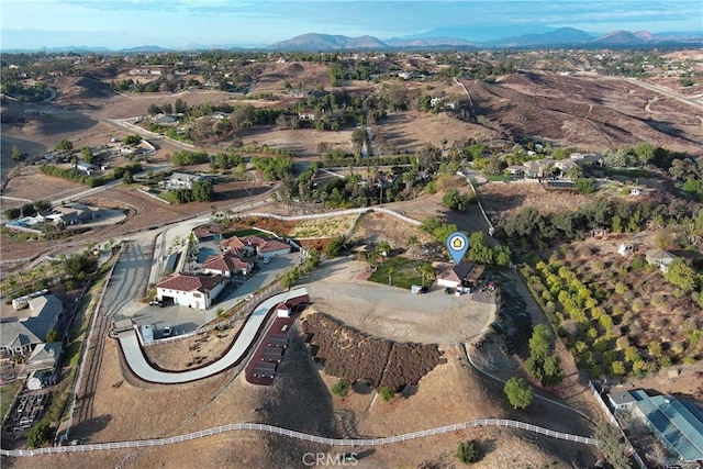 bird's eye view with a mountain view