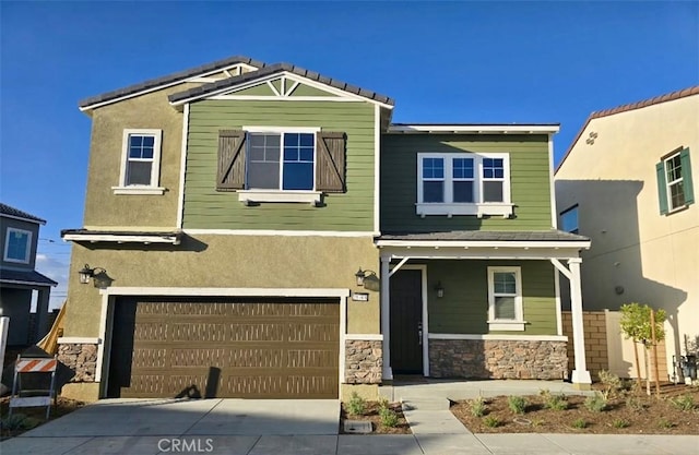 craftsman inspired home featuring a garage