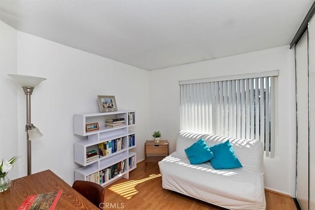 living area featuring hardwood / wood-style floors