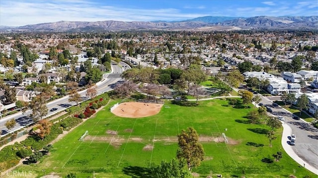 bird's eye view with a mountain view