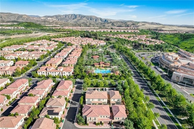 drone / aerial view with a mountain view