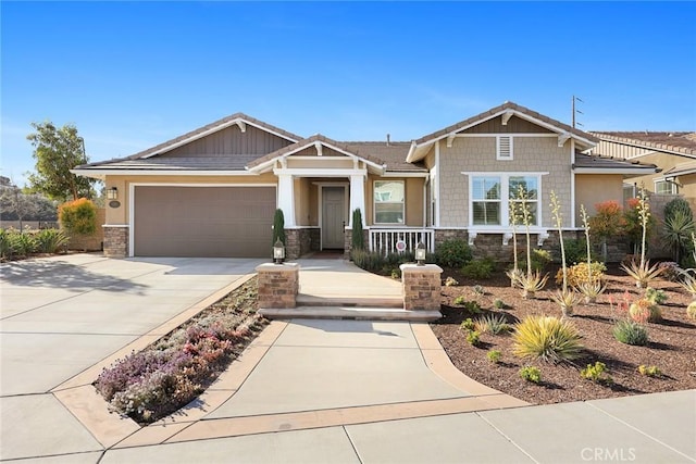 craftsman inspired home with a garage