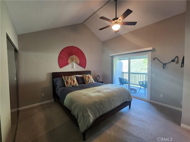 930 Via Mil Cumbres Unit 88, Solana Beach, CA 92075 - carpeted bedroom with access to outside, baseboards, and ceiling fan