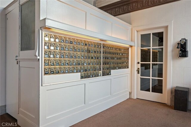 wine area with carpet flooring