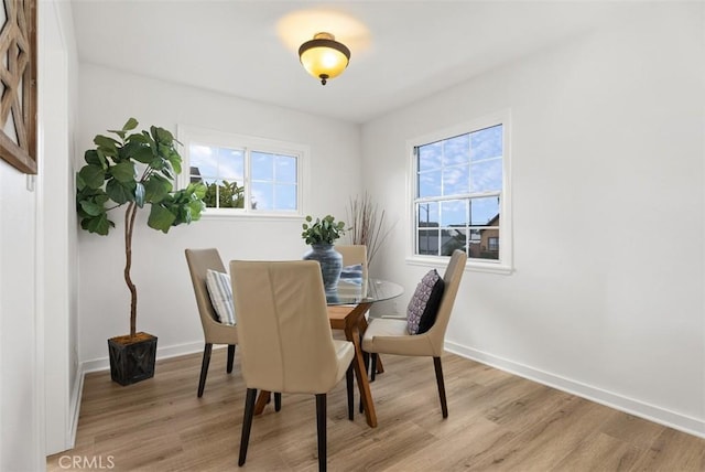 dining space featuring light hardwood / wood-style floors