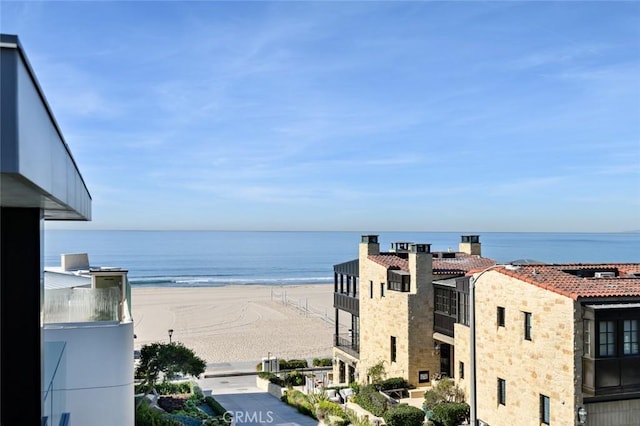 property view of water with a beach view