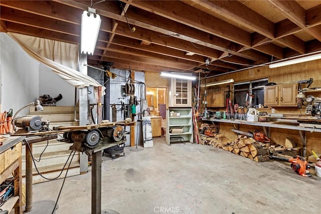 interior space with a workshop area