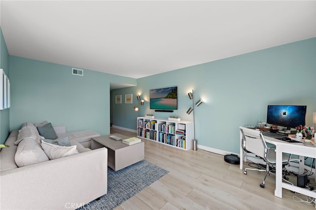 living room with light wood-type flooring