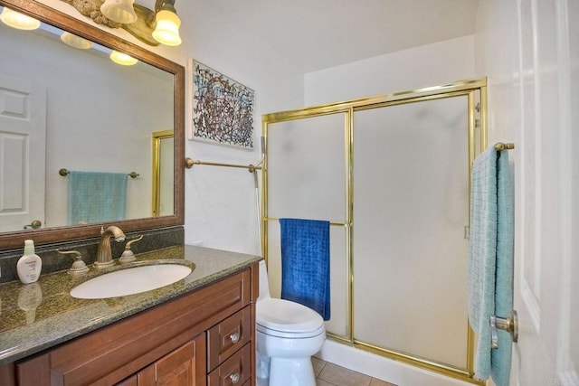 4217 Beach Bluff Rd, Carlsbad, CA 92008 - full bath with toilet, a shower stall, vanity, and tile patterned flooring