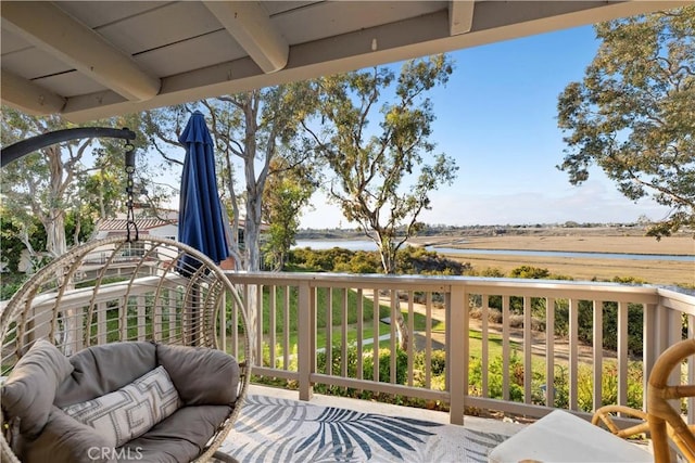 balcony with a water view