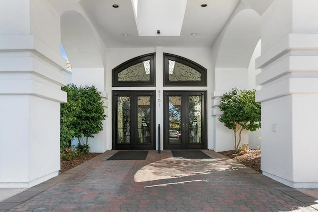 doorway to property featuring french doors