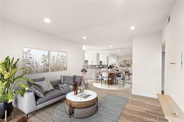 living room featuring light hardwood / wood-style floors