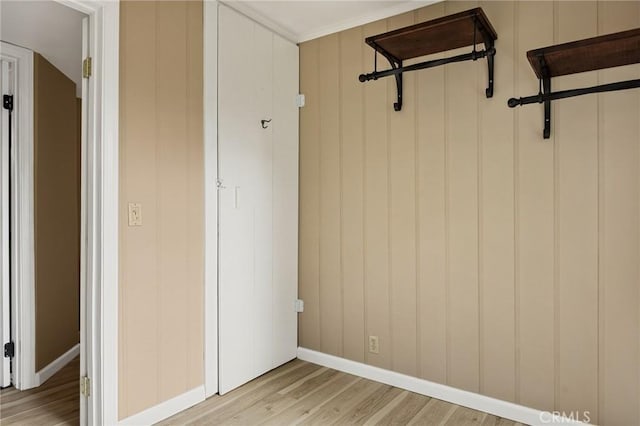 unfurnished bedroom featuring light wood-type flooring