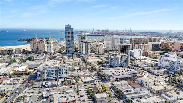 bird's eye view with a city view and a water view