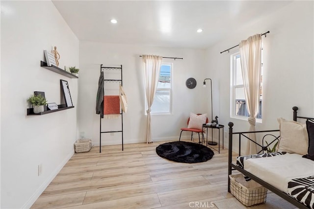 living area featuring light hardwood / wood-style flooring