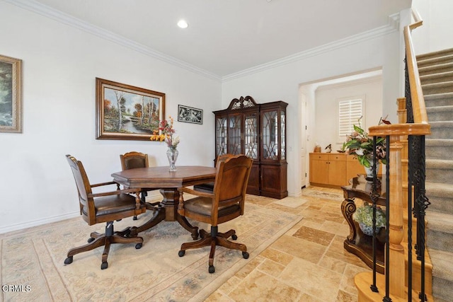 dining room with ornamental molding