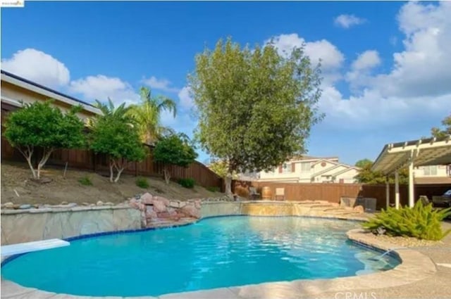 view of pool featuring a fenced backyard and a fenced in pool