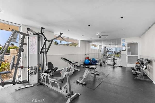 32709 Seagate Dr Unit 101, Rancho Palos Verdes, CA 90275 - gym featuring a ceiling fan