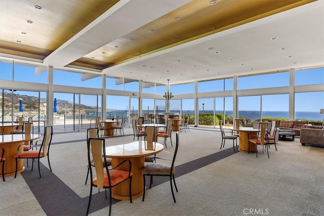 32709 Seagate Dr Unit 101, Rancho Palos Verdes, CA 90275 - sunroom featuring carpet, floor to ceiling windows, plenty of natural light, and recessed lighting