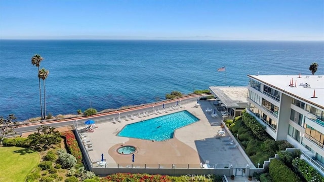 32709 Seagate Dr Unit 101, Rancho Palos Verdes, CA 90275 - drone / aerial view of a pool and a large body of water