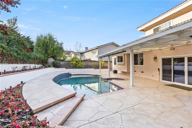 1885 Fallview Rd, Westlake Village, CA 91361 - view of pool with a patio, a fenced backyard, and a pergola