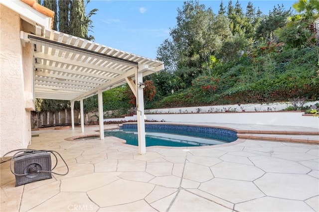 view of pool featuring a patio and a pergola