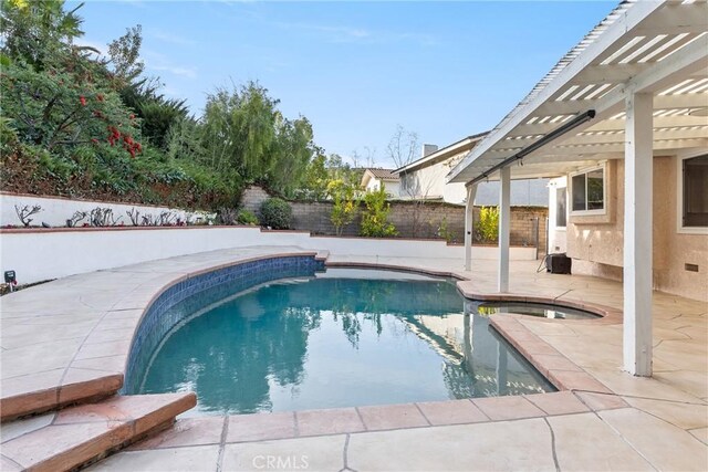 1885 Fallview Rd, Westlake Village, CA 91361 - view of pool featuring a pergola, a patio area, and a fenced backyard