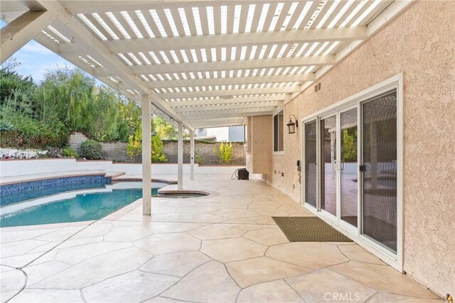 1885 Fallview Rd, Westlake Village, CA 91361 - view of pool with a fenced backyard, a pergola, and a patio