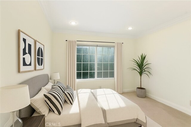 1885 Fallview Rd, Westlake Village, CA 91361 - carpeted bedroom with ornamental molding and recessed lighting