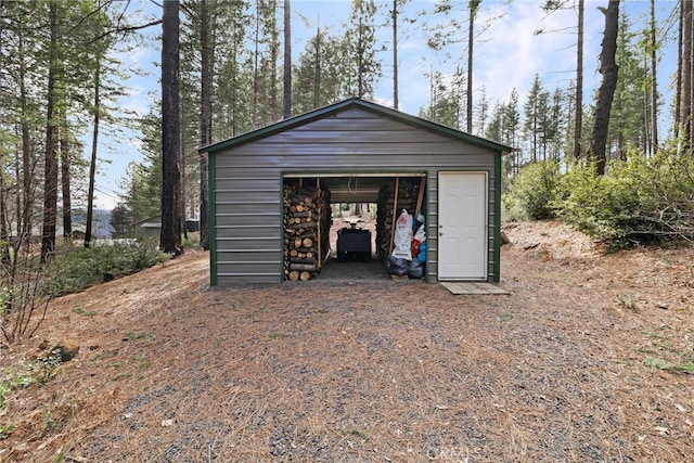 view of garage