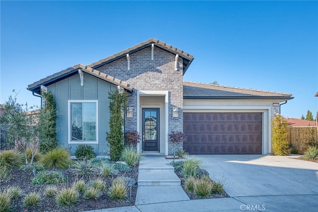 view of front of property with a garage