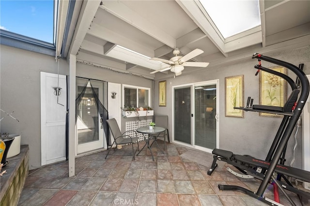 view of patio / terrace featuring ceiling fan