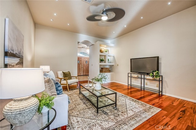 1585 W Riverglen Ave, Reedley, CA 93654 - living room with hardwood / wood-style flooring and ceiling fan
