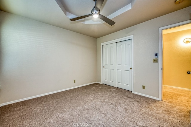 1585 W Riverglen Ave, Reedley, CA 93654 - unfurnished bedroom featuring light carpet, ceiling fan, and a closet