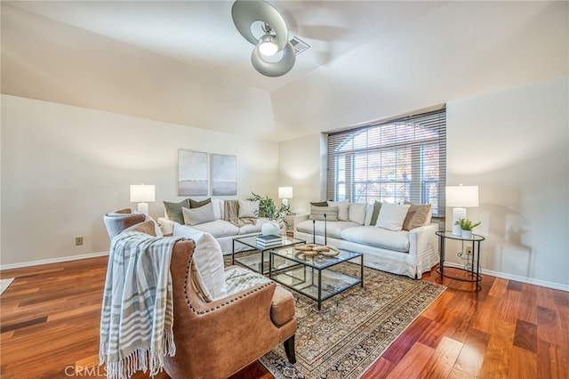 1585 W Riverglen Ave, Reedley, CA 93654 - living room with hardwood / wood-style floors and ceiling fan