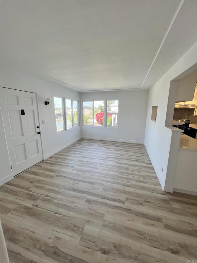 unfurnished living room featuring light hardwood / wood-style floors