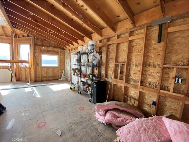 misc room featuring lofted ceiling