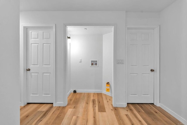 interior space with light hardwood / wood-style floors