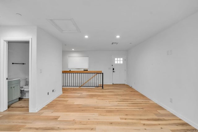 interior space with light hardwood / wood-style floors