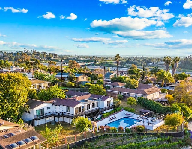 bird's eye view with a residential view