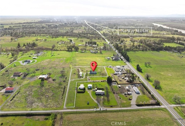 aerial view featuring a rural view