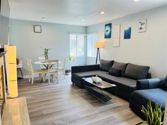 living room featuring light hardwood / wood-style floors