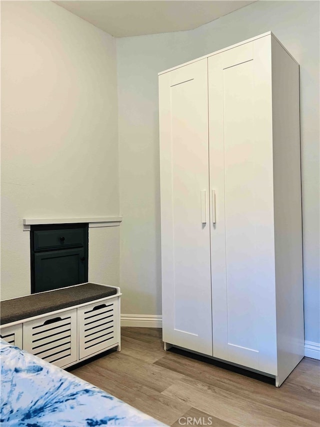 unfurnished bedroom featuring light wood-type flooring