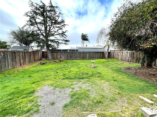 view of yard featuring a fenced backyard