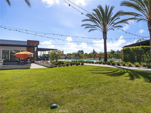 view of yard with a patio and an outdoor pool