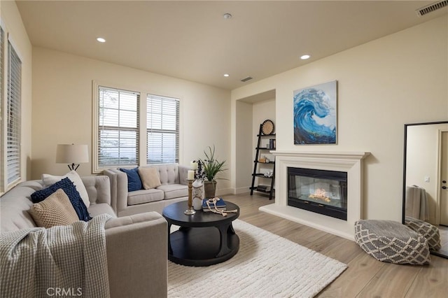 living room with light wood-type flooring