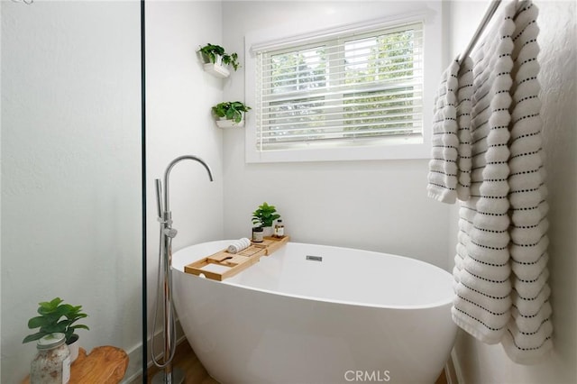 bathroom featuring a washtub
