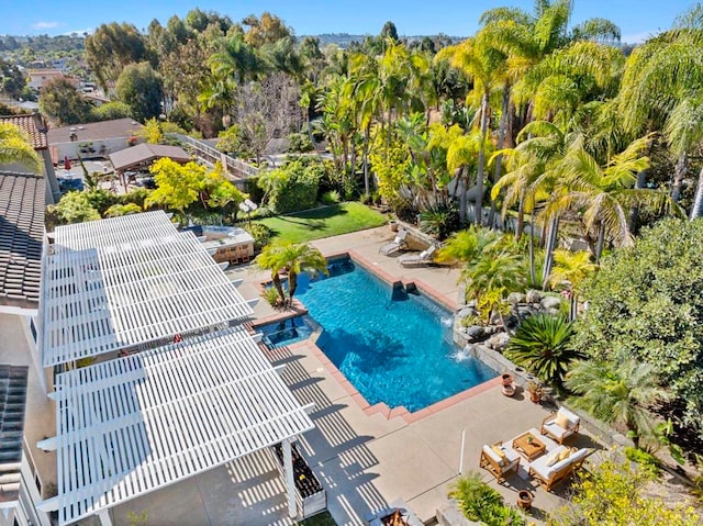 view of pool with a patio area and a pergola