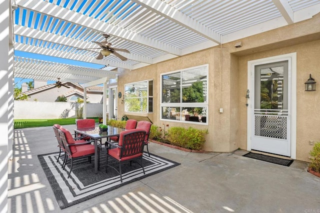 view of patio featuring a pergola