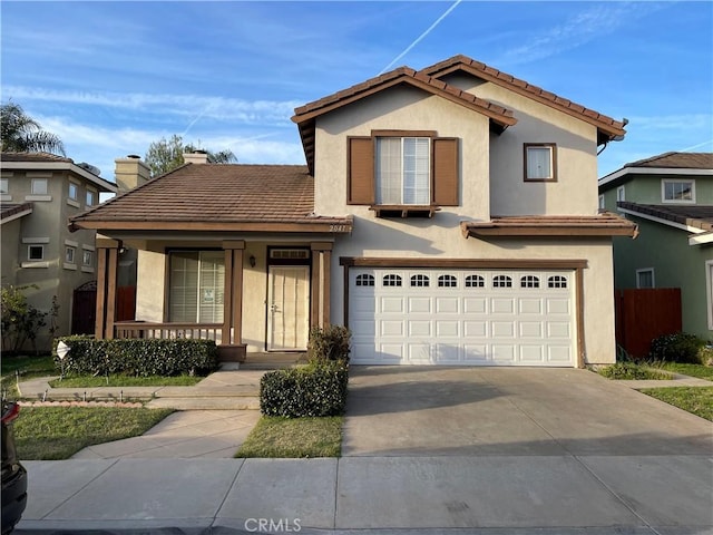 front facade with a garage